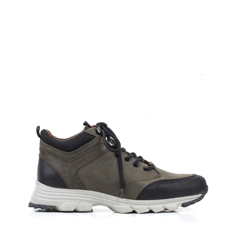 Zapatillas estilo trekking de cuero en verde