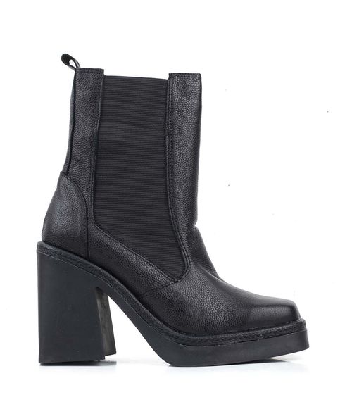 Botas media caña con elástico de cuero negro