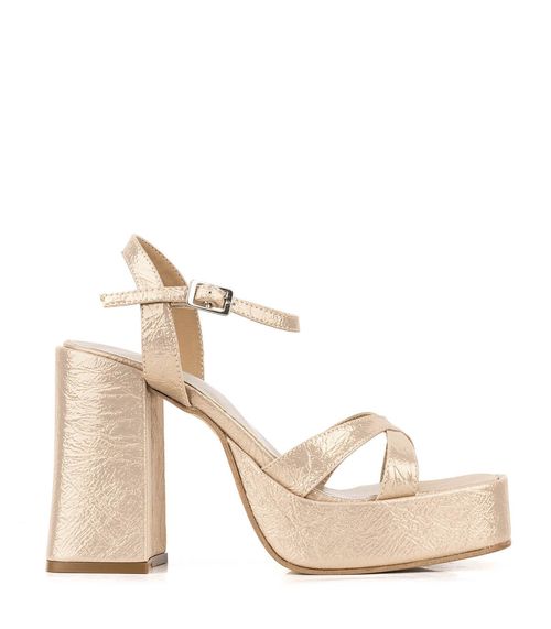 Sandalias de fiesta metalizadas en beige