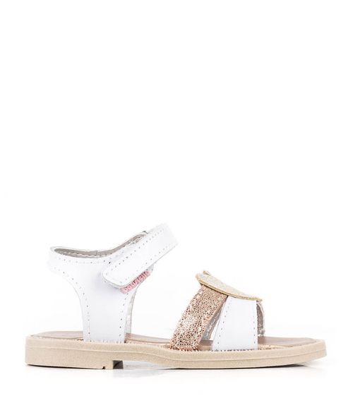 Sandalias con aplique de cuero en blanco