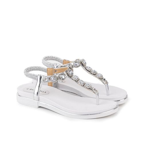 Sandalias bajas con brillo de símil en blanco