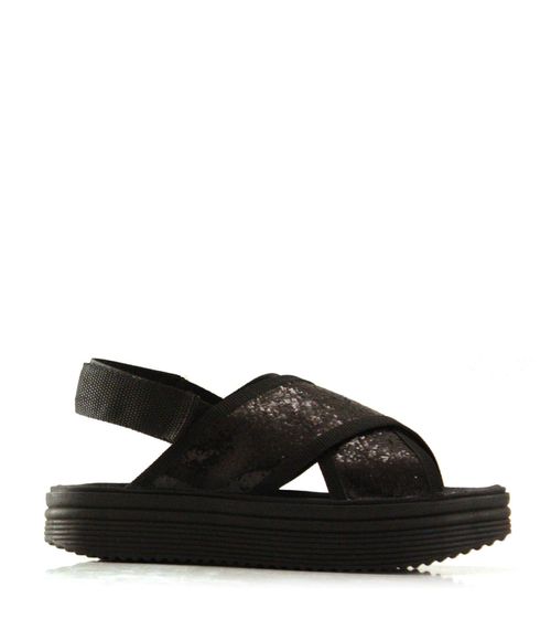 Sandalias de símil con brillo en negro