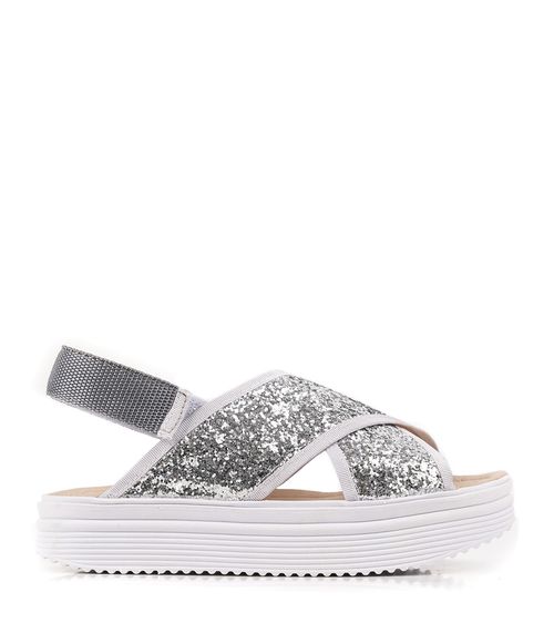 Sandalias de símil con brillo en plata