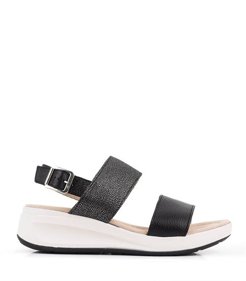 Sandalias clásicas combinadas de cuero negro