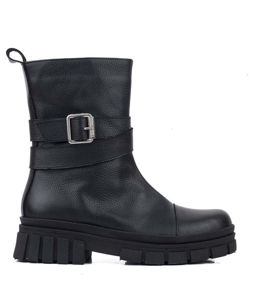 Botas cortas con lazo de cuero negro