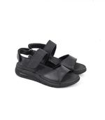 Sandalias-confort-de-cuero-con-velcro-en-negro