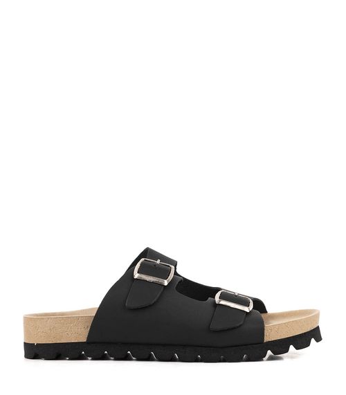 Birks con herrajes de cuero en negro