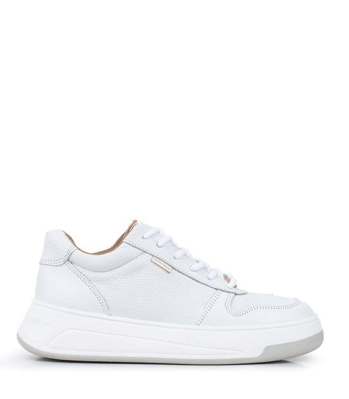 Zapatillas urbanas acordonadas de cuero blanco