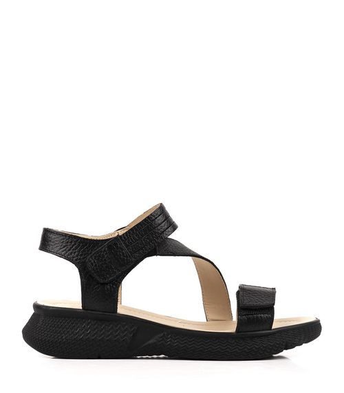 Sandalias de cuero negro con velcro