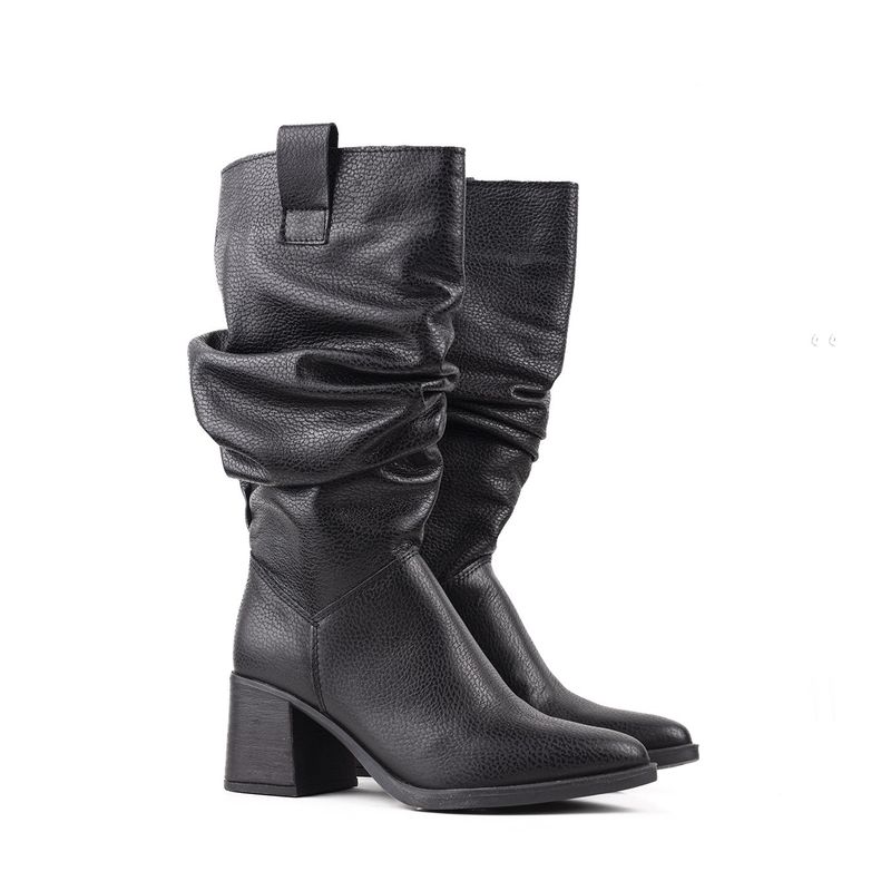 Botas de cana arrugada de cuero negro Mujeres Batistella Batistella Tienda Online Primavera Verano 2024