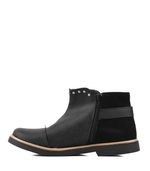 Botas-cortas-bajas-de-cuero-combinadas-en-negro