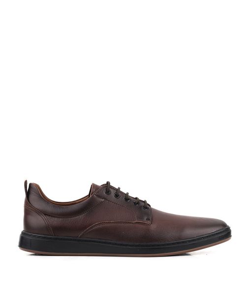 Zapatos sport acordonados de cuero en chocolate combinados