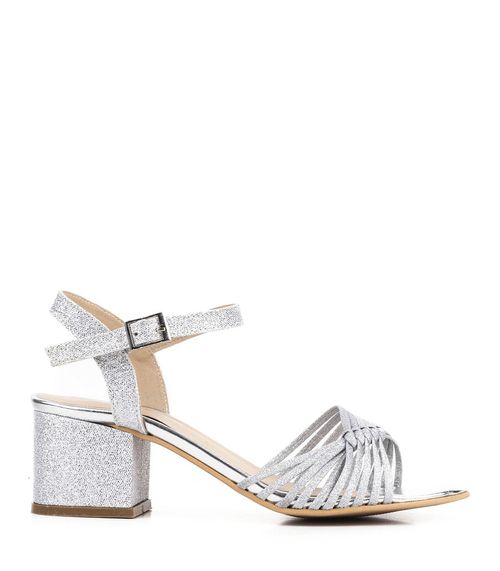 Sandalias de fiesta en glitter en plata