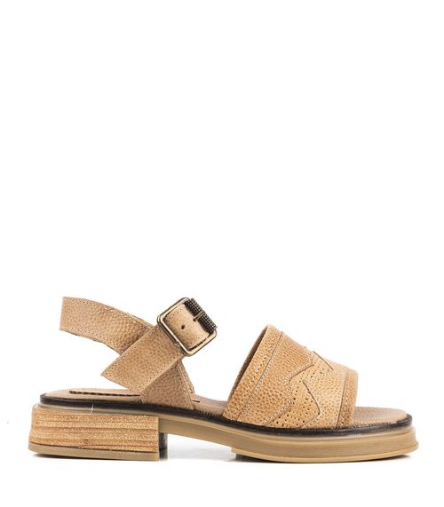 Sandalias bajas de cuero en beige