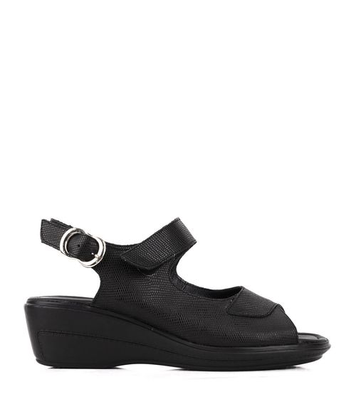 Sandalias taco chino de reptil en negro