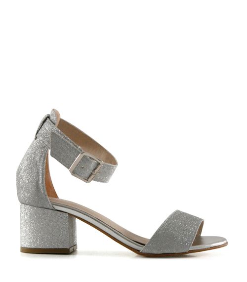 Sandalias con cinta de glitter en plata