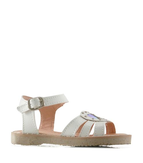 Sandalias con apliques de corazón en símil blanco