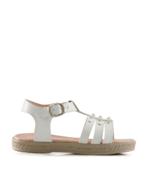 Sandalias con tachas de símil en blanco