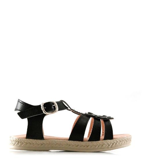 Sandalias con apliques de símil en negro