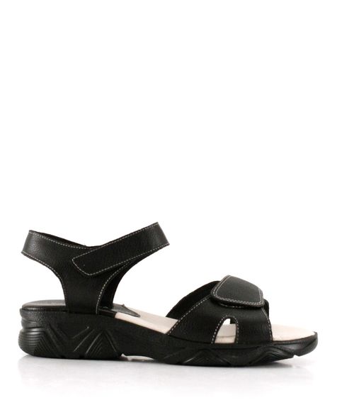 Sandalias confort de cuero con velcro en negro