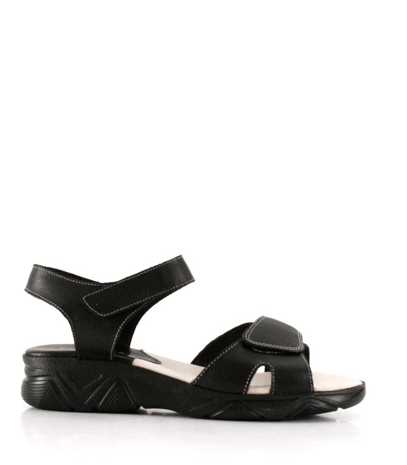 Sandalias-confort-de-cuero-con-velcro-en-negro