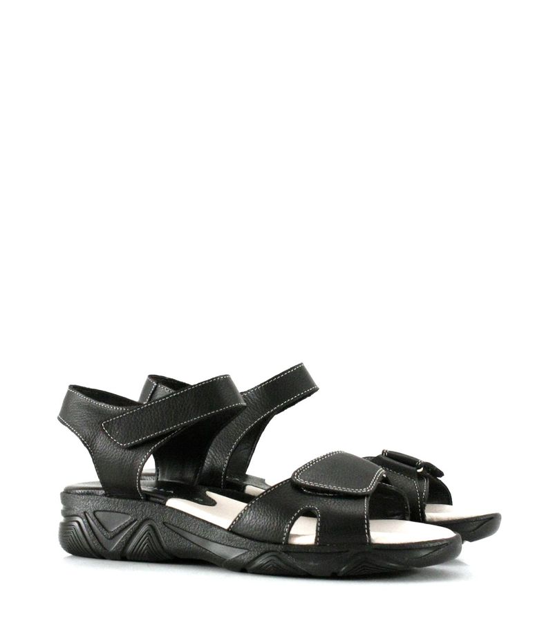 Sandalias-confort-de-cuero-con-velcro-en-negro