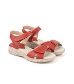 Sandalias-confort-de-cuero-con-velcro-en-rojo