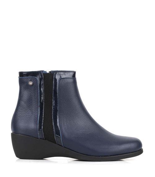 Botas cortas taco chino de cuero en azul