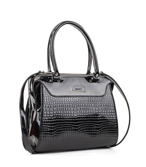 Cartera elegante de símil en croco negro