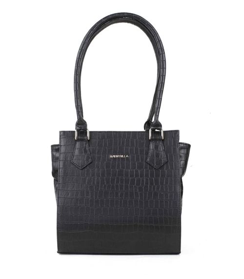 Cartera clásica de símil en croco negro