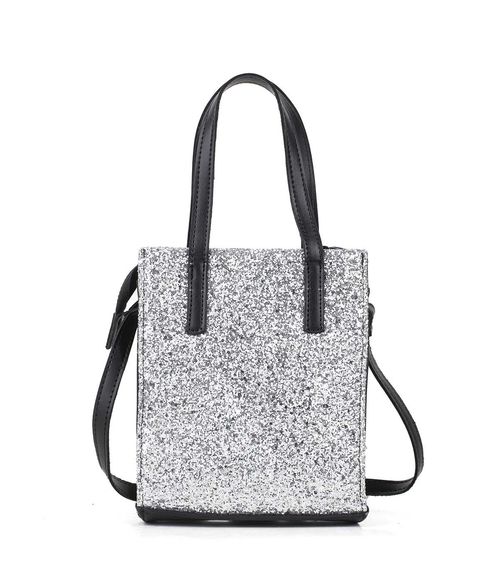 Mini bag de símil con glitter en plata