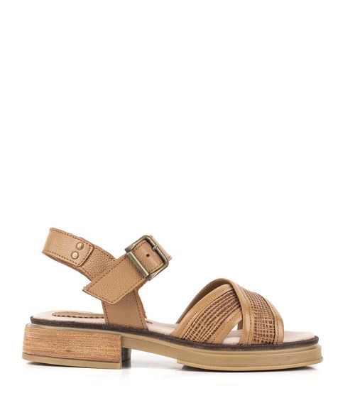 Sandalias bajas en cuero reptil beige