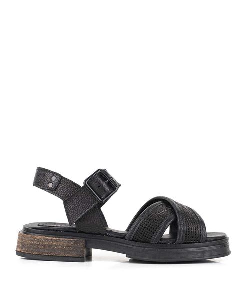 Sandalias bajas en cuero reptil negro