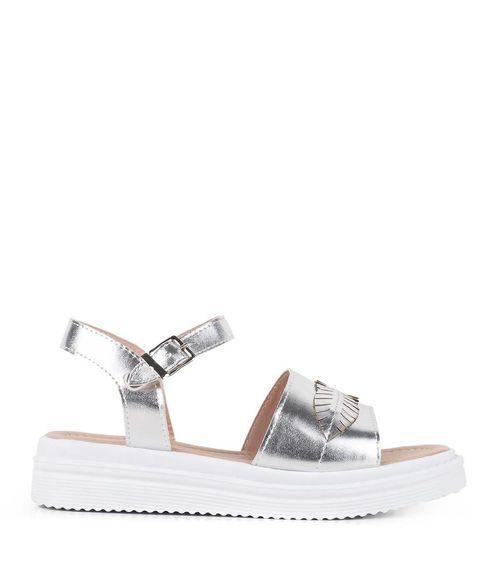 Sandalias con apliques de símil en plata