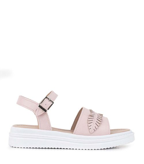 Sandalias con apliques de símil en rosa