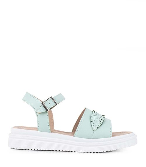 Sandalias con apliques de símil en verde