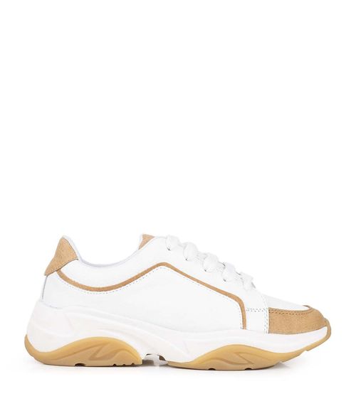 Zapatillas chunky de cuero en blanco