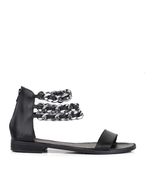 Sandalias bajas estilo romanas de cuero negro