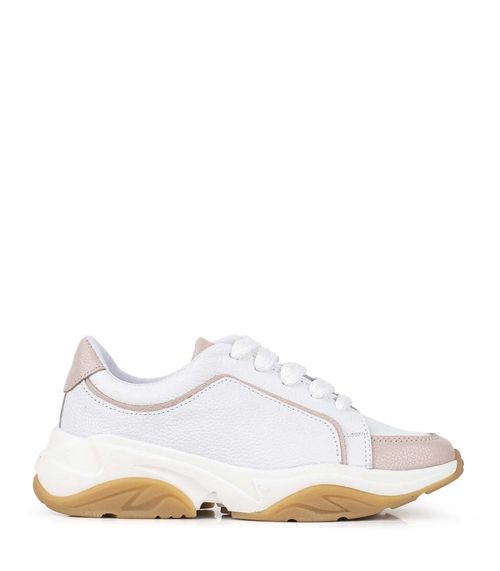 Zapatillas chunky de cuero en nude