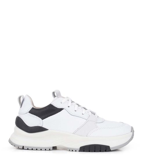 Zapatillas urbanas de cuero combinadas en blanco