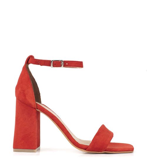 Sandalias con pulsera de gamuza en rojo