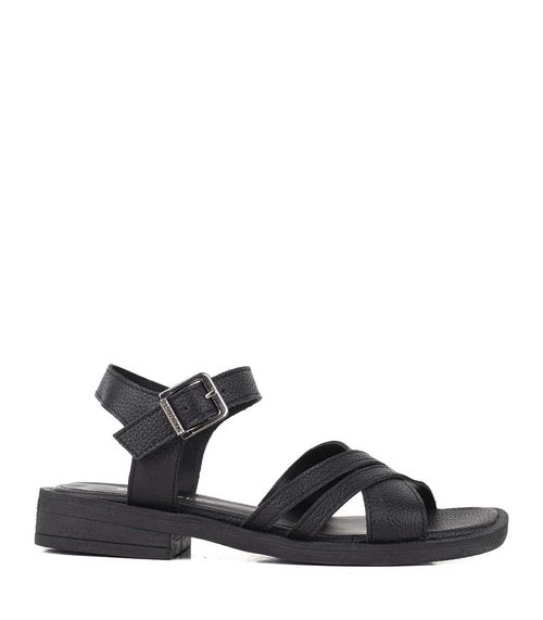 Sandalias de cintas cruzadas en cuero negro