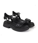 Sandalias-con-velcro-de-cuero-negro