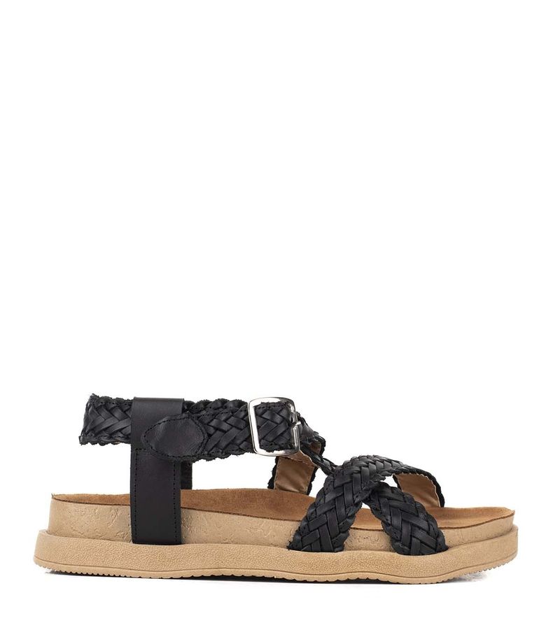 Sandalias-bajas-trenzadas-de-cuero-en-negro