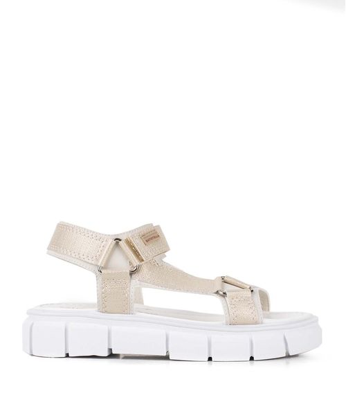 Sandalias con velcro de símil cuero en beige