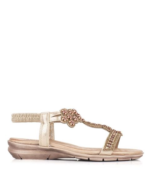 Sandalias bajas con apliques de símil en oro