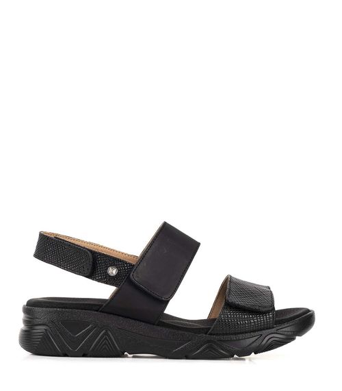 Sandalias con velcro de cuero negro