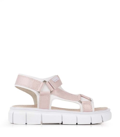 Sandalias con velcro de símil cuero en rosa