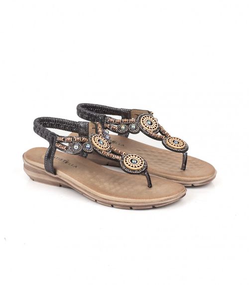 Sandalias bajas con apliques de símil en peltre