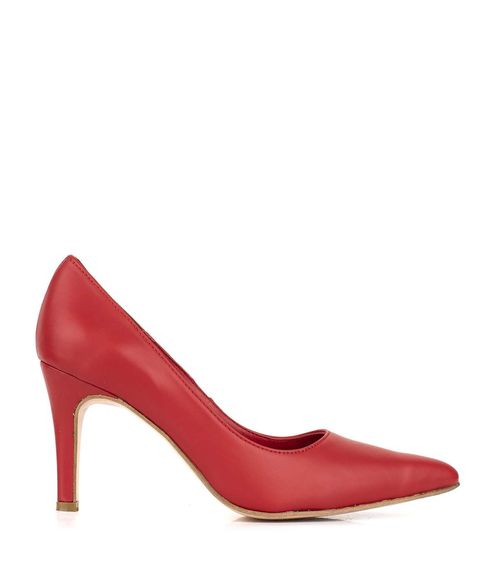 Stiletto clásicos de cuero rojo